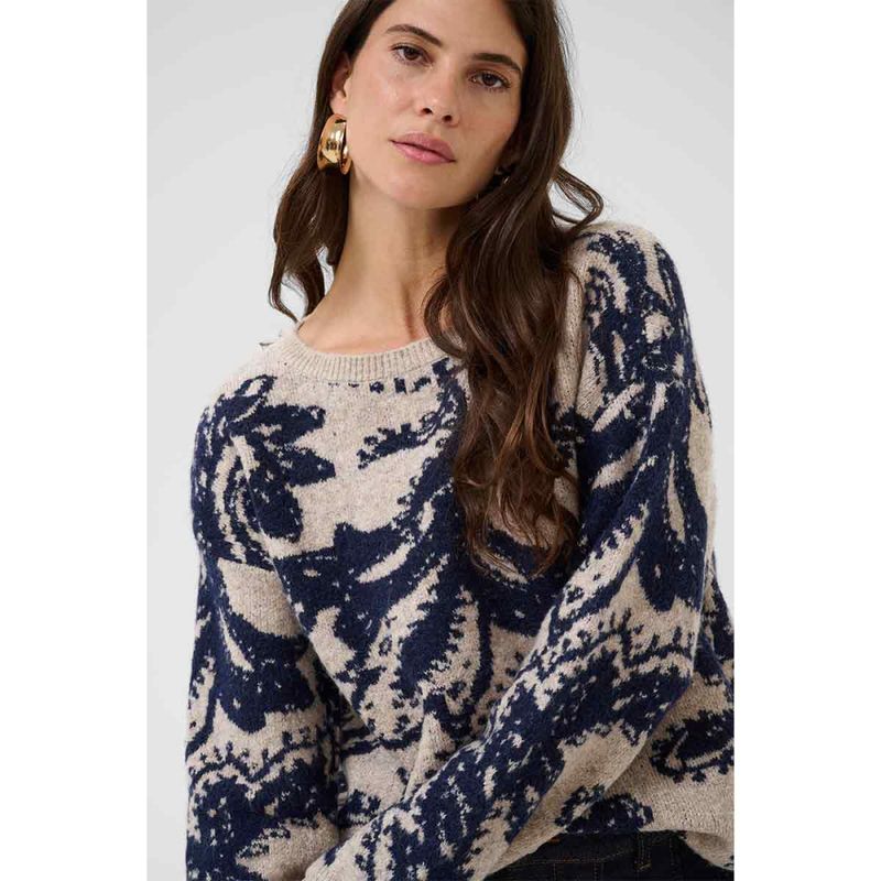 CRTemikka Knit Pullover - Navy Paisley